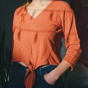 Madewell Orange Tie Top